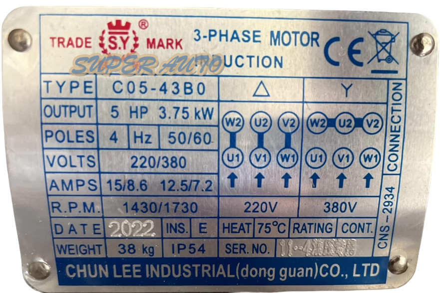 1Pcs New 3-PHASE hydraulic oil pump inner shaft motor C05-43BO 3.75KW 5HP 50Hz