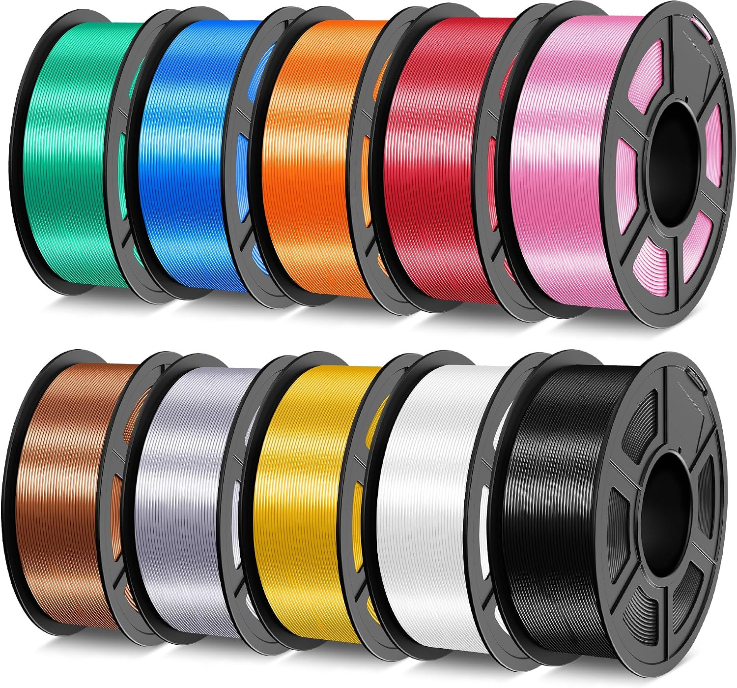 TECBEARS Silk Filament Bundle, 10KG Shiny Silk PLA Filament with Smooth Silky Su