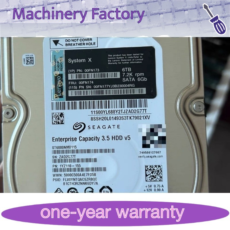1PCS New 6TB 00FN174 00FN173 System X 7.2K SATA 6Gbps 3.5in LFF HDD Hard Drive