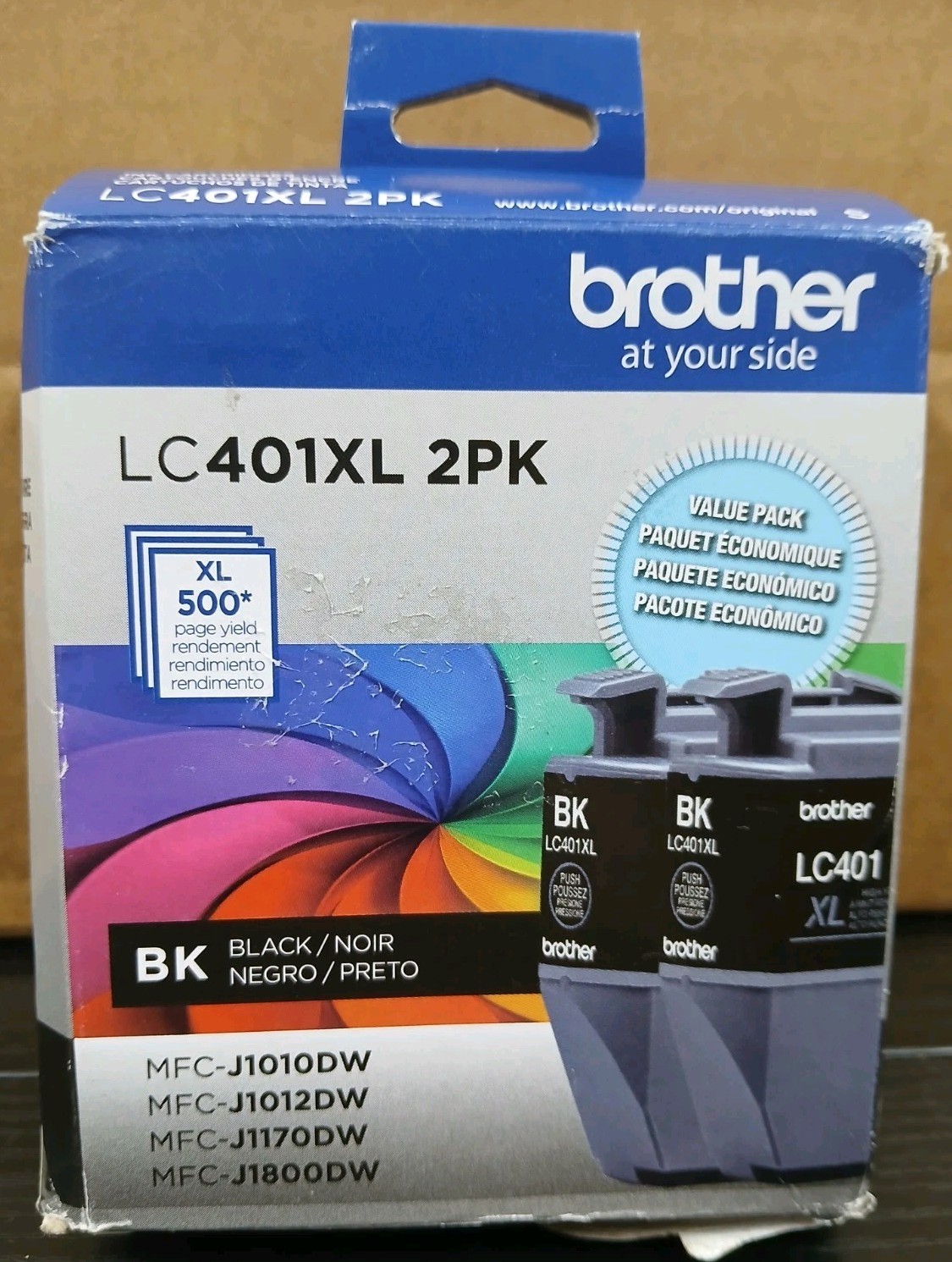 Brother LC401XL 2PK High Yield 2-Pack Black Ink Cartridges Inner Sealed 12/2028
