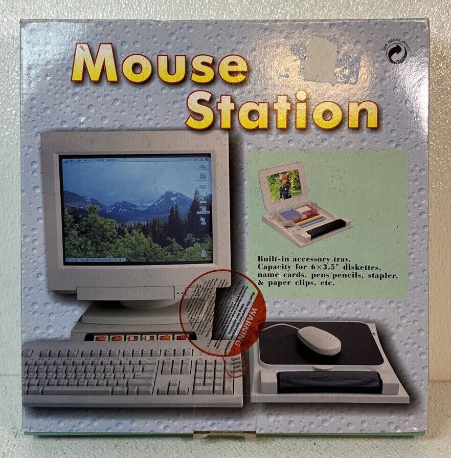 Vintage 1980’s Mouse Station W/ Built In Accessory Tray Mouse Pad