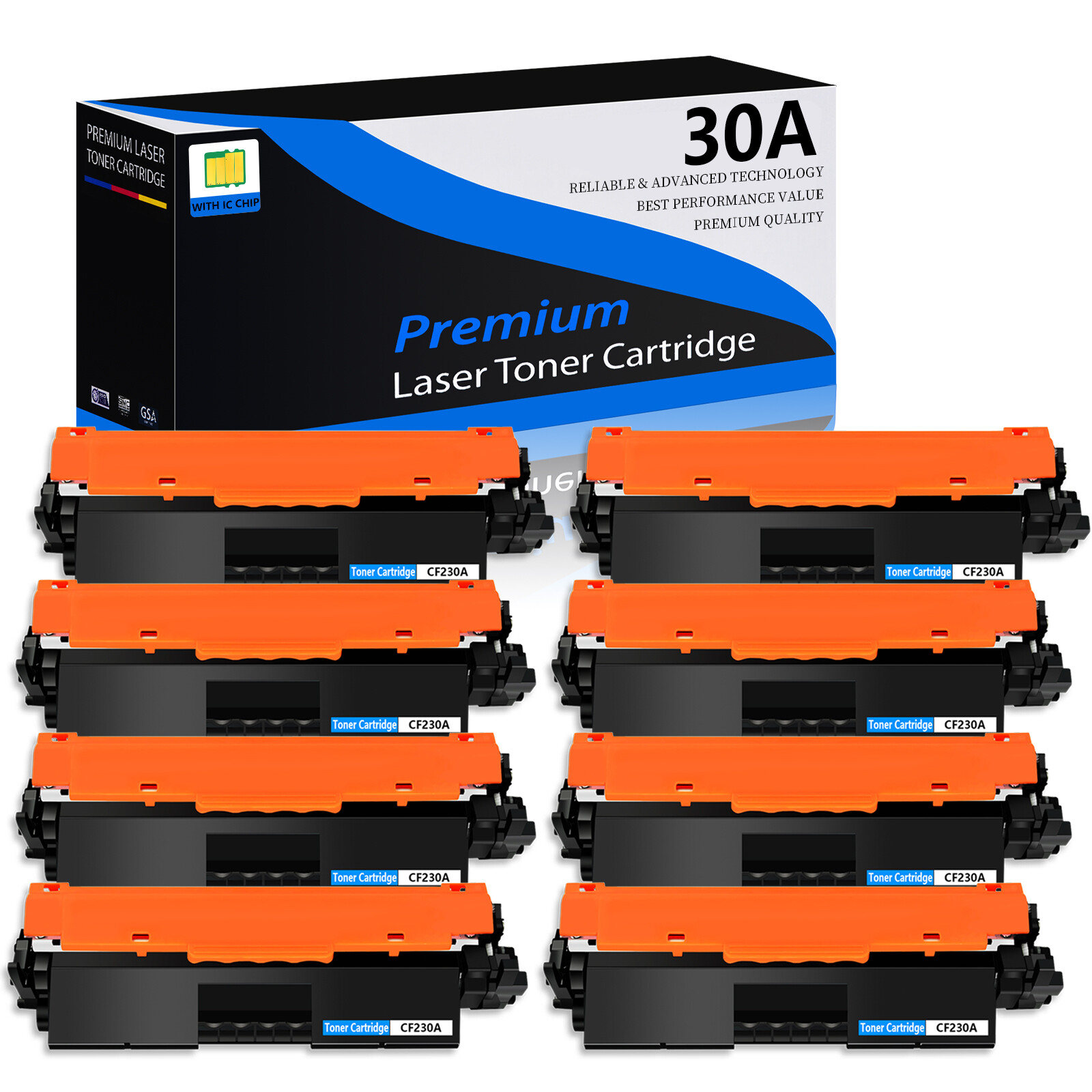 8PK CF230A 30A Toner Cartridge for HP LaserJet M203d M203dw MFP M227sdn M227fdw