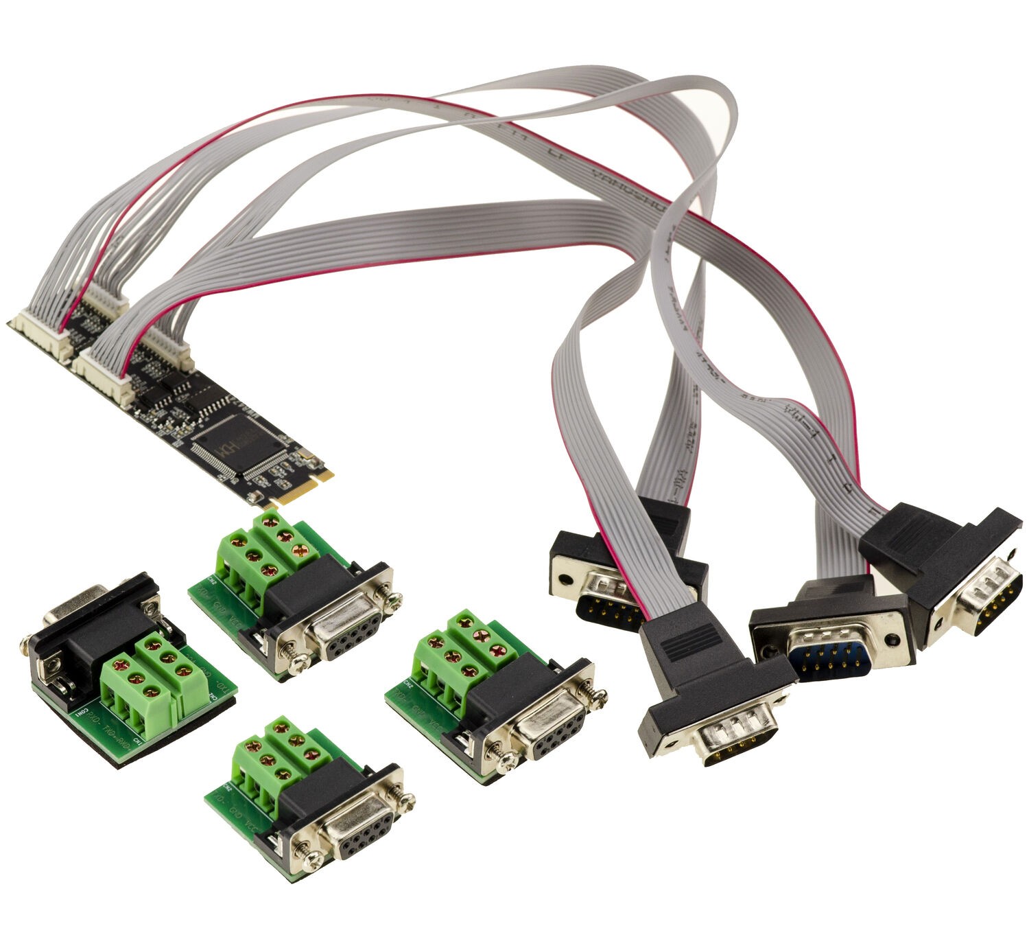 KALEA-INFORMATIQUE M.2 B+M Key 4-Port Serial COM RS422 RS485 DB9 WCH384