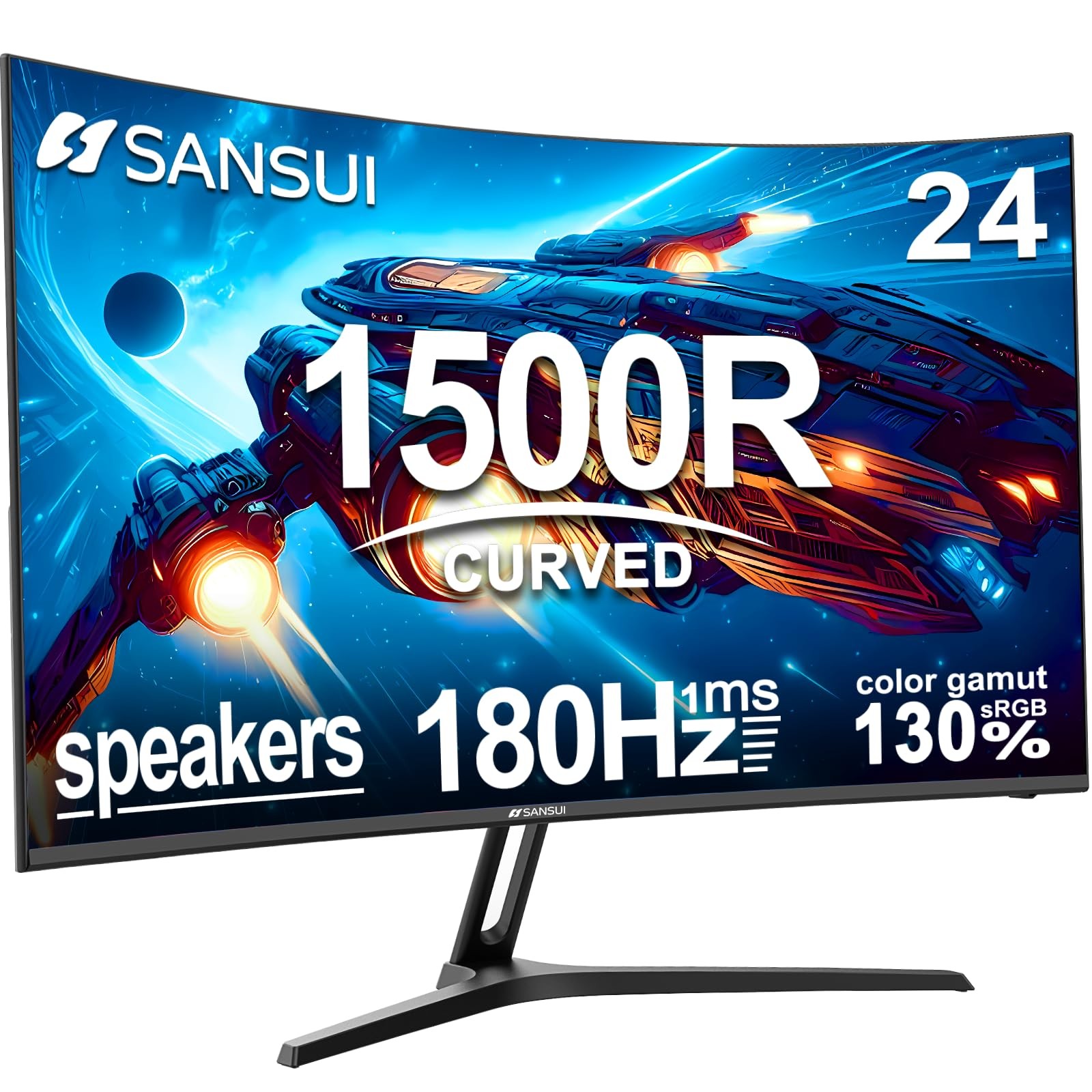 SANSUI ES-G24C1-US 24 Inch Curved Gaming Monitor 160Hz 1ms