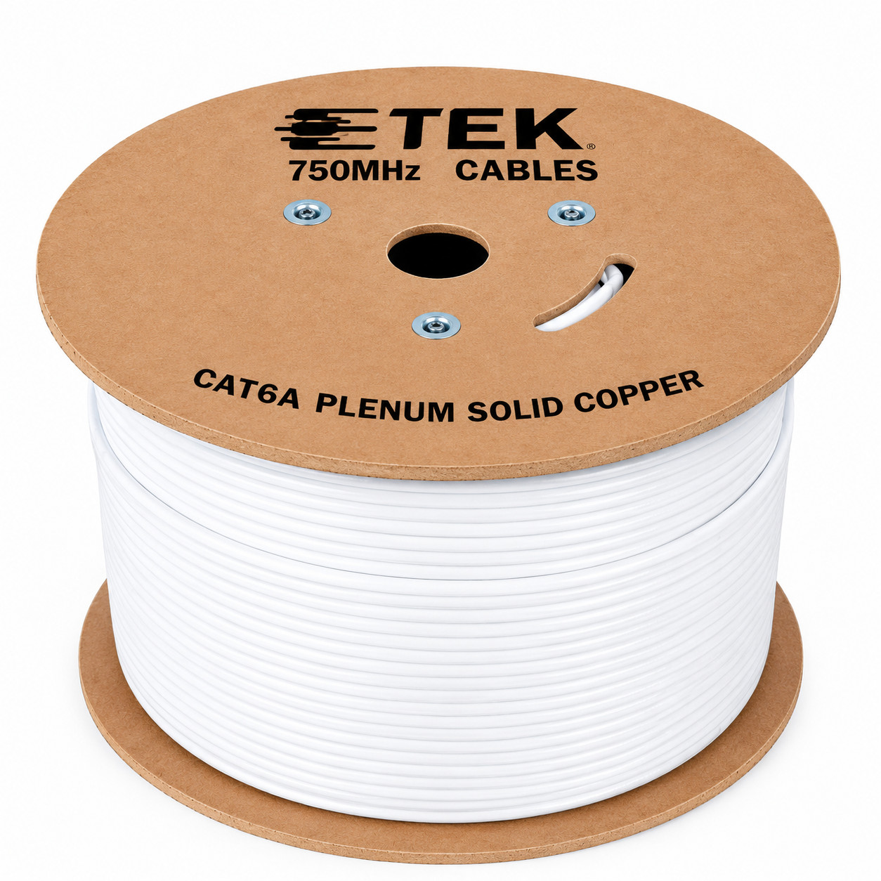 Cat6A Plenum 1000ft CMP Ethernet Cable 23AWG 100% Bare Copper 750MHz White