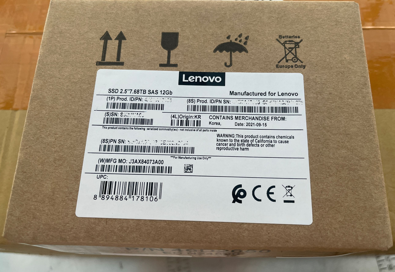 Brand New Lenovo 01PG653 4XB7A14176 7.68TB 2.5" 12G SAS SSD ThinkSystem DE