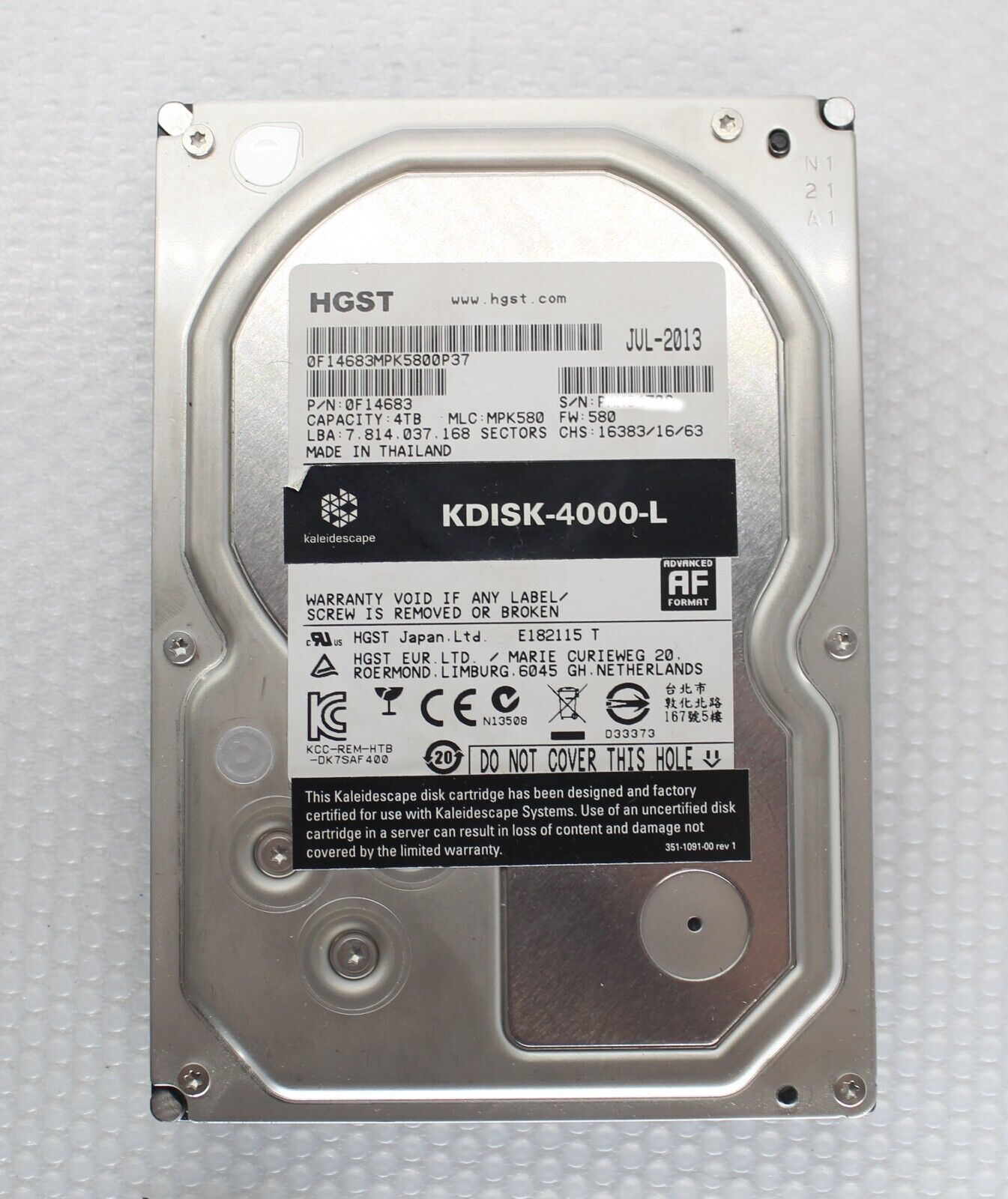 Hitachi 4TB SATA HGST MPK580 HUS724040ALE640 6GB/s 7.2K 0F14683 tested 100%