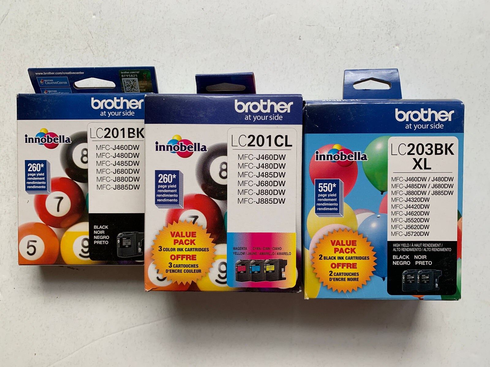Genuine Brother Toner LC203BK XL, LC201 CL - 6 Cartridges