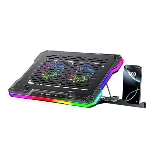 2 Detachable Fans RGB Gaming Laptop Cooling Pad, Rapid Cooling for 15.6 K6RGB