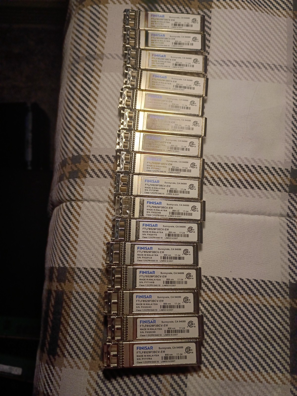 Lot of 17 Finisar FTLF8529P3BCV-EM 850NM 16GB SFP+ Transceivers