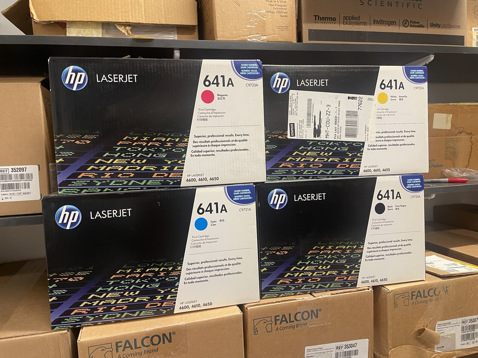 HP 641A Toner Cartridge Set C/M/Y/K C9720A C9721A C9722A C9723A OEM NEW Qty=4