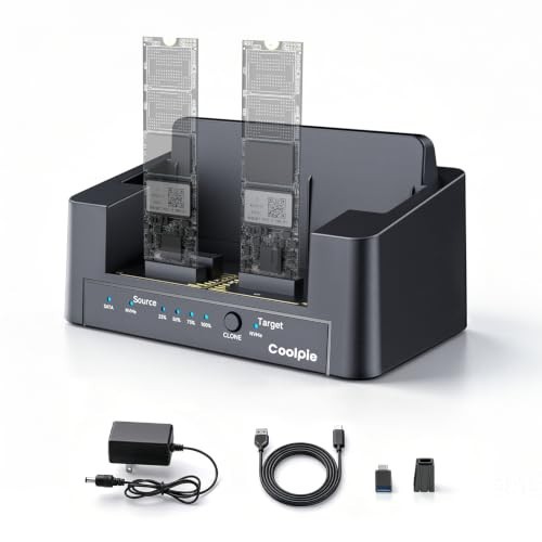 Coolpie 5-in-1 SSD Cloner, Supports M.2 NVMe/SATA 5 Mode (Black)