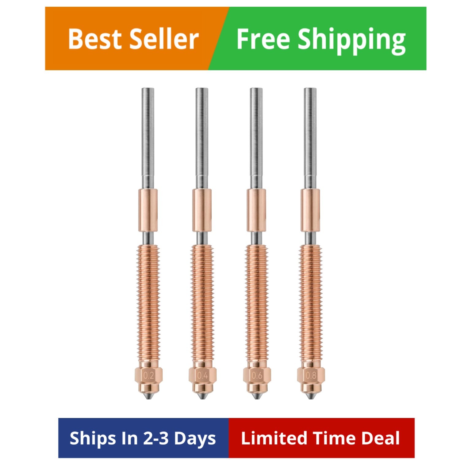 Hardened Steel Nozzle Set for Creality K2 Plus 3D Printer - 4 Sizes