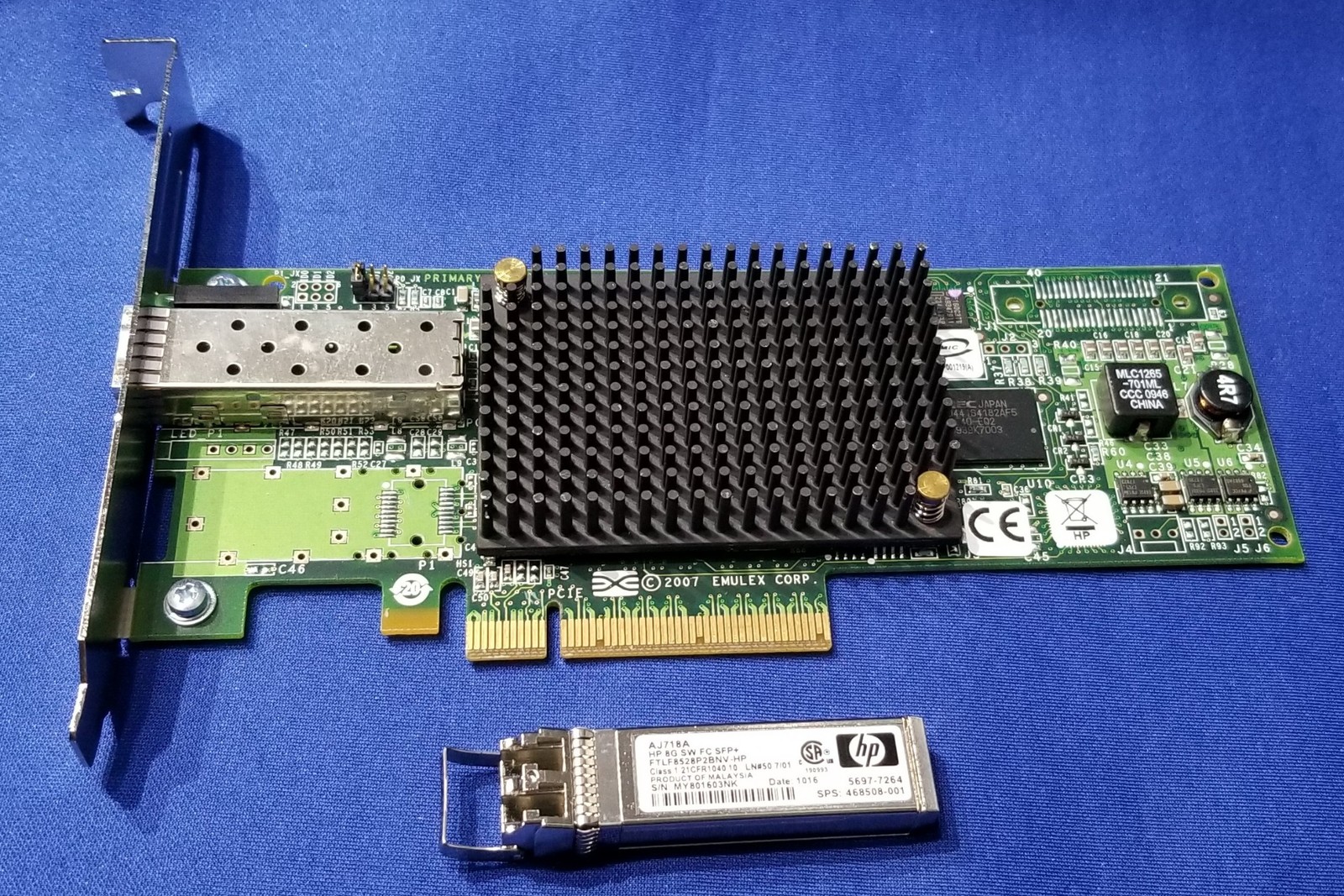 SRV115 HP Emulex 8GB Single Port Fiber HBA LPE12000 AJ762-63001 489192-001