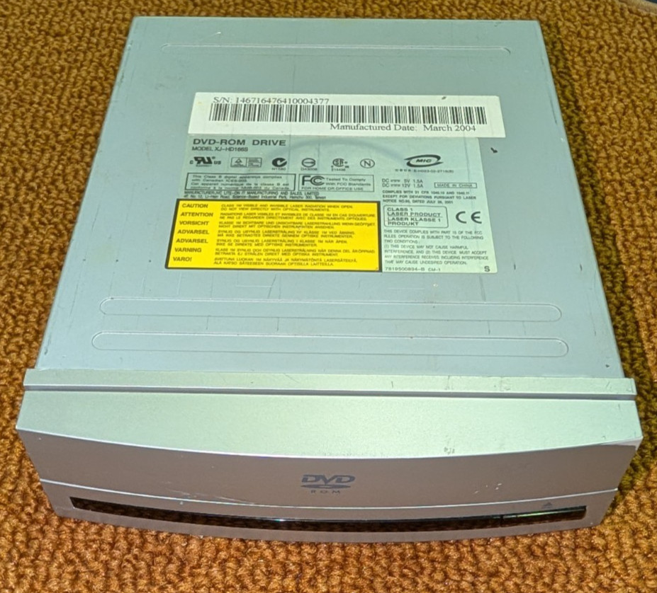 Vintage Silver 'Round' Lite-On 16X DVD-ROM PC IDE Computer Drive Tested Working