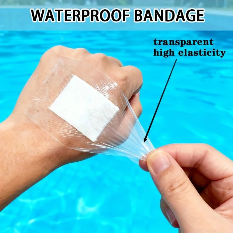 100 Pieces of PU Waterproof Adhesive Bandages, Transparent Bandages, and Wound D