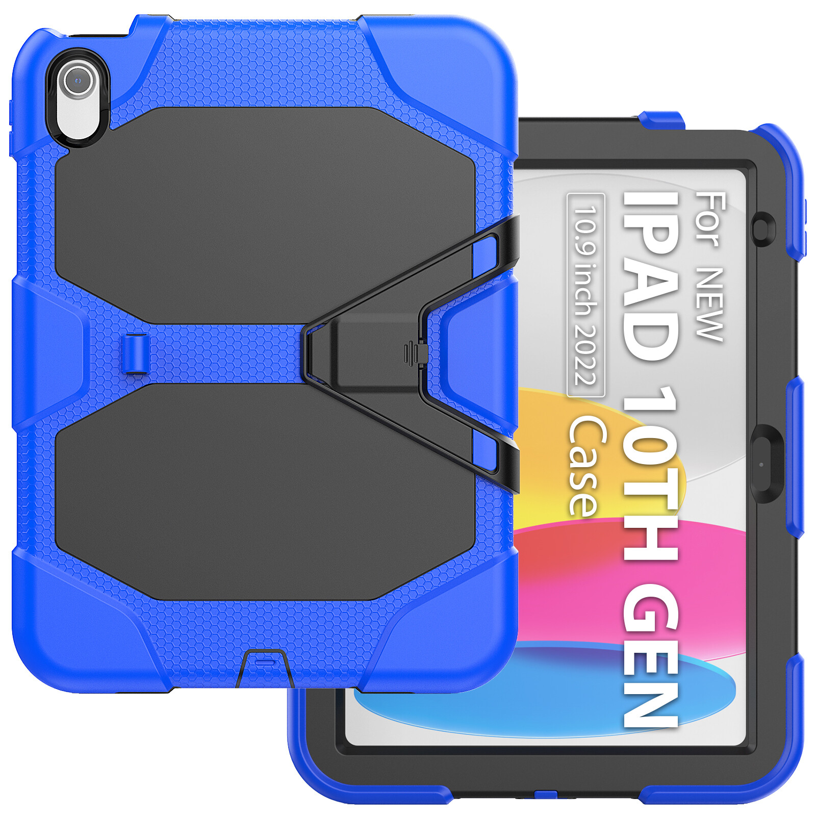 For iPad 10th Generation 10.9 Inch 2022 Shockproof Heavy Duty Rugged Stand Cover