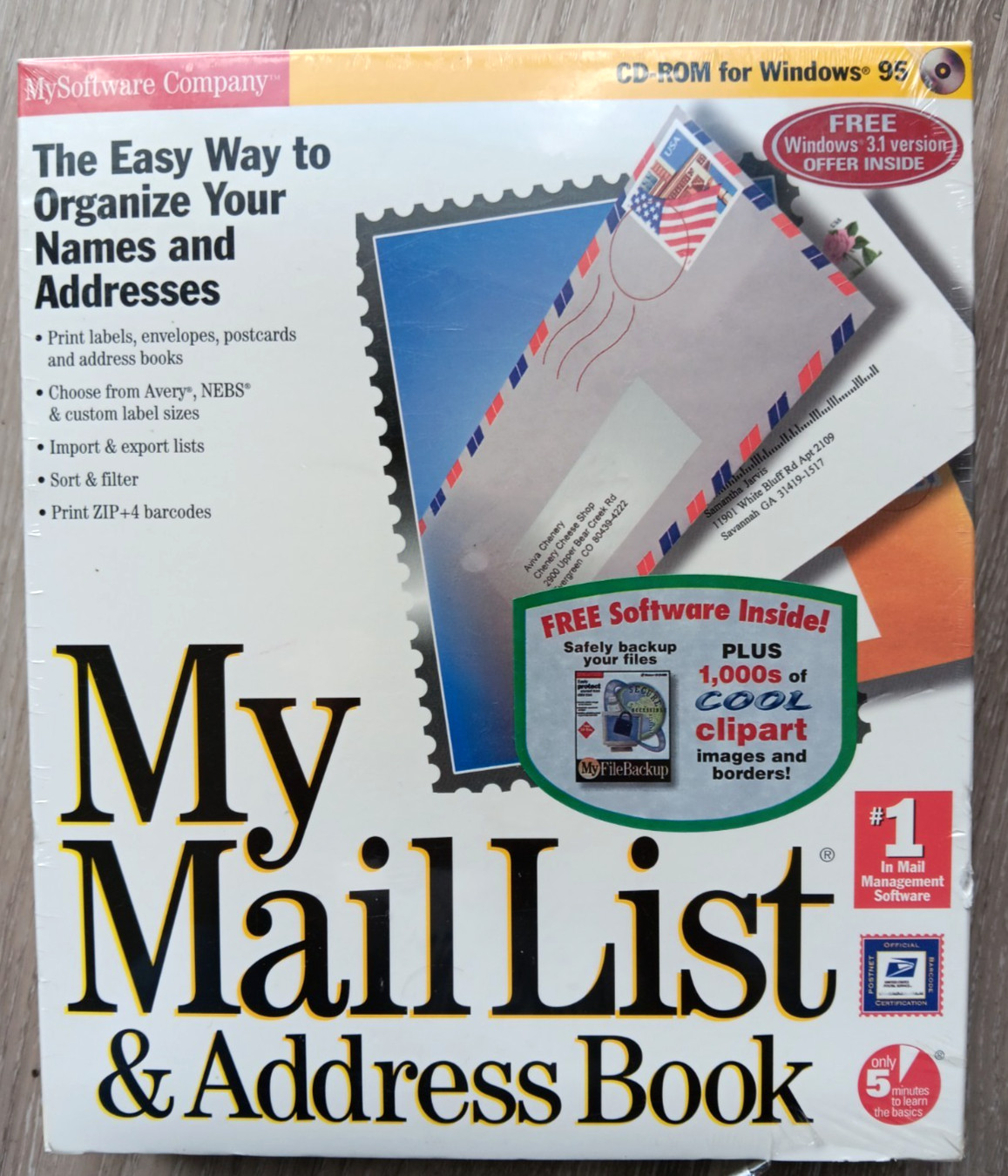 My Mail List & Address Book Software CD Windows 95 - NEW SEALED