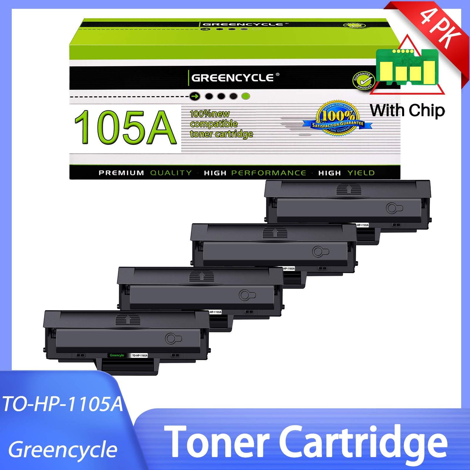 4PK Black W1105A 105A Toner For HP LaserJet 107a 107r 107w 135a 135w 137fnw MFP