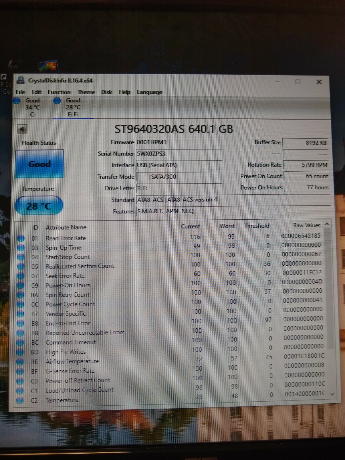 Seagate ST9640320AS - 9RN134-020- 640GB 3.0Gbps 2.5" 8MB Cache Drive - LOW HOURS