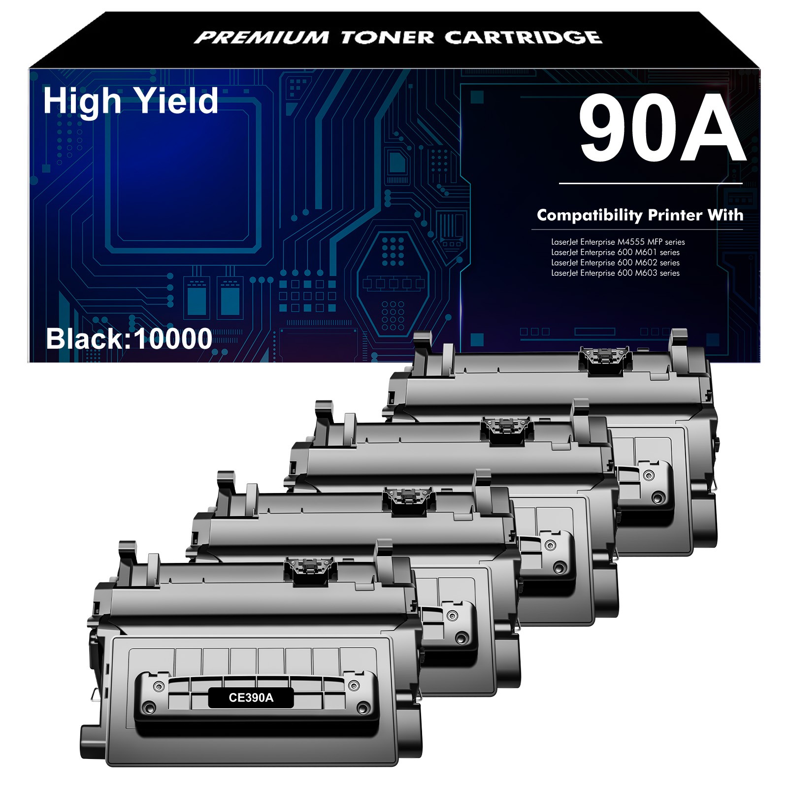 4PK CE390A 90A Toner for HP Laserjet Enterprise 600 M602x M603dn M603n M603xh