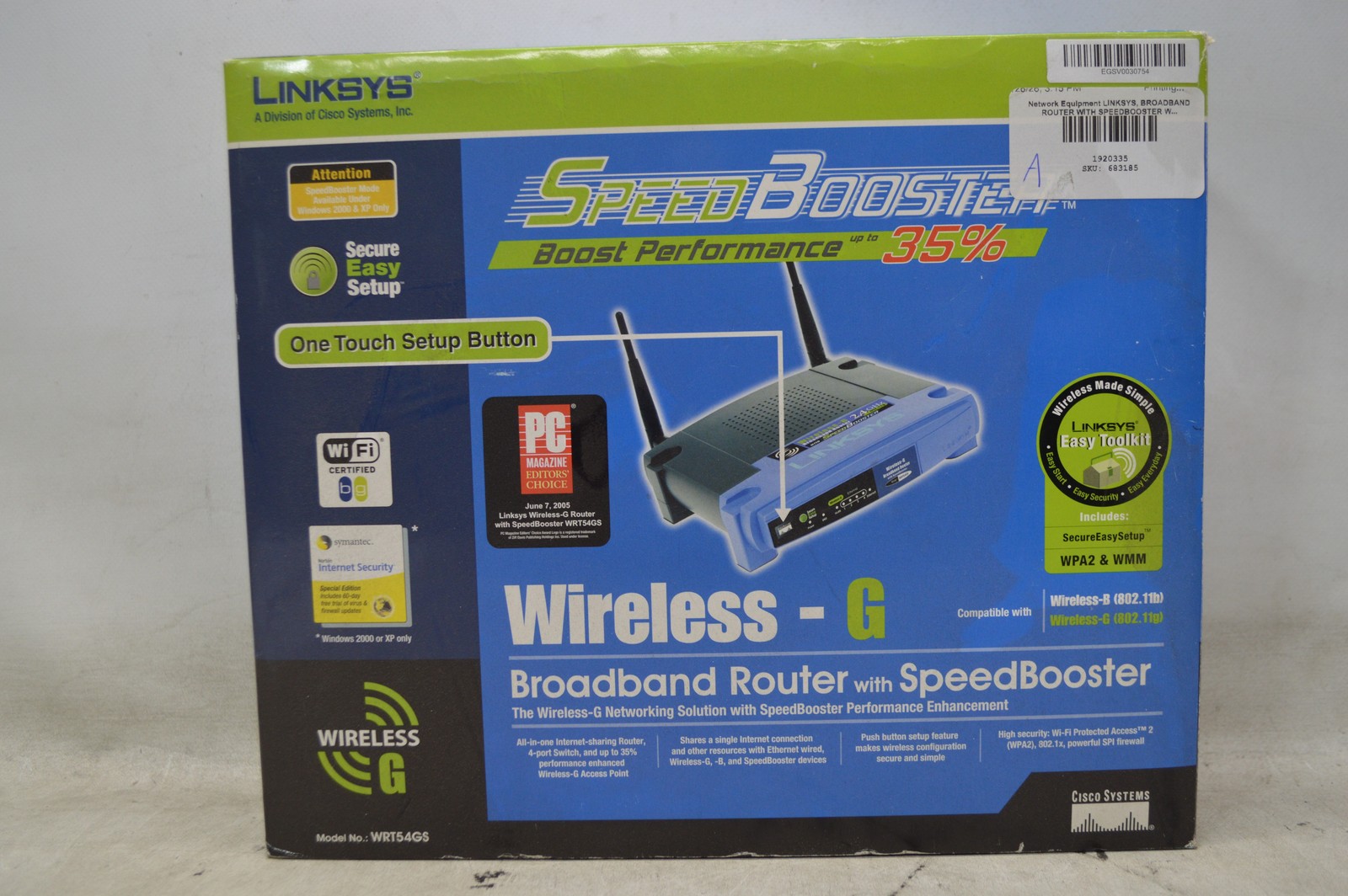 LINKSYS BROADBAND ROUTER WITH SPEEDBOOSTER WIRELESS-G *New Unused*