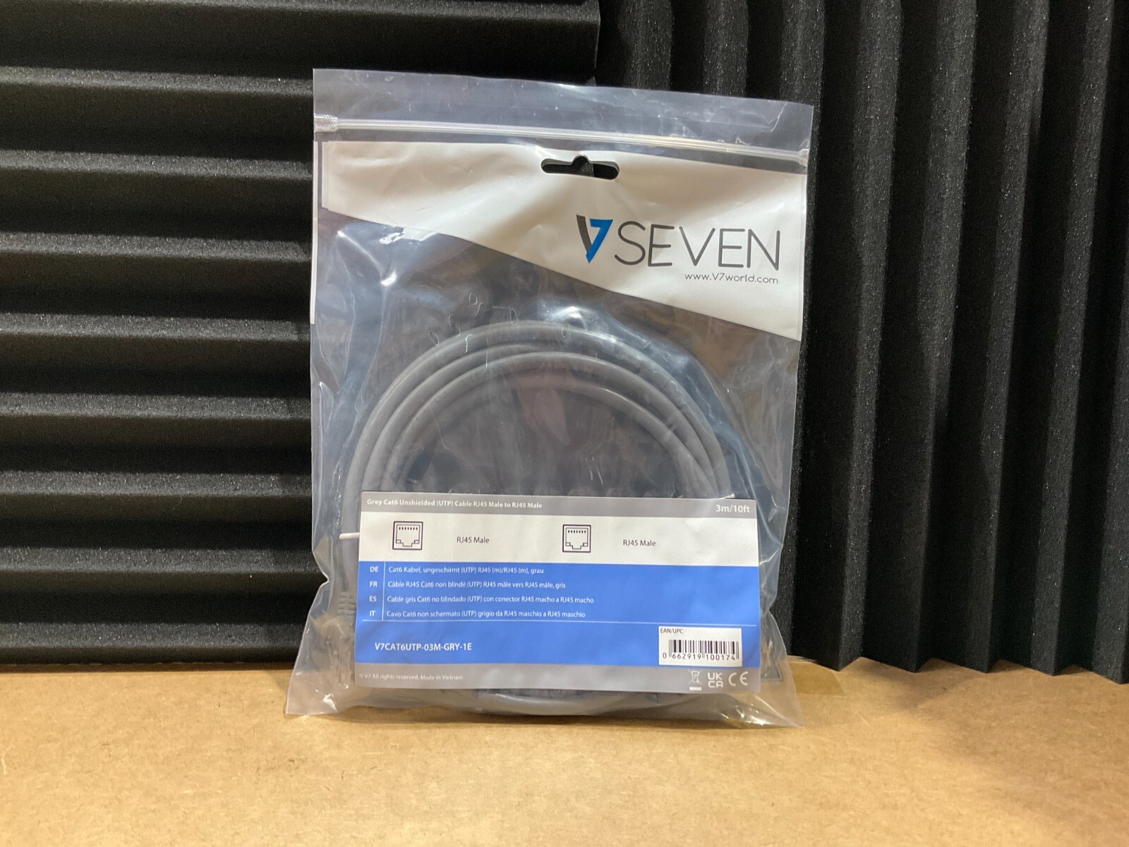 V7 RJ45 CAT-6 Patch Cable, Snagless Molded 10 ft grey V7CAT6UTP-03M-GRY-1E x3 Pk