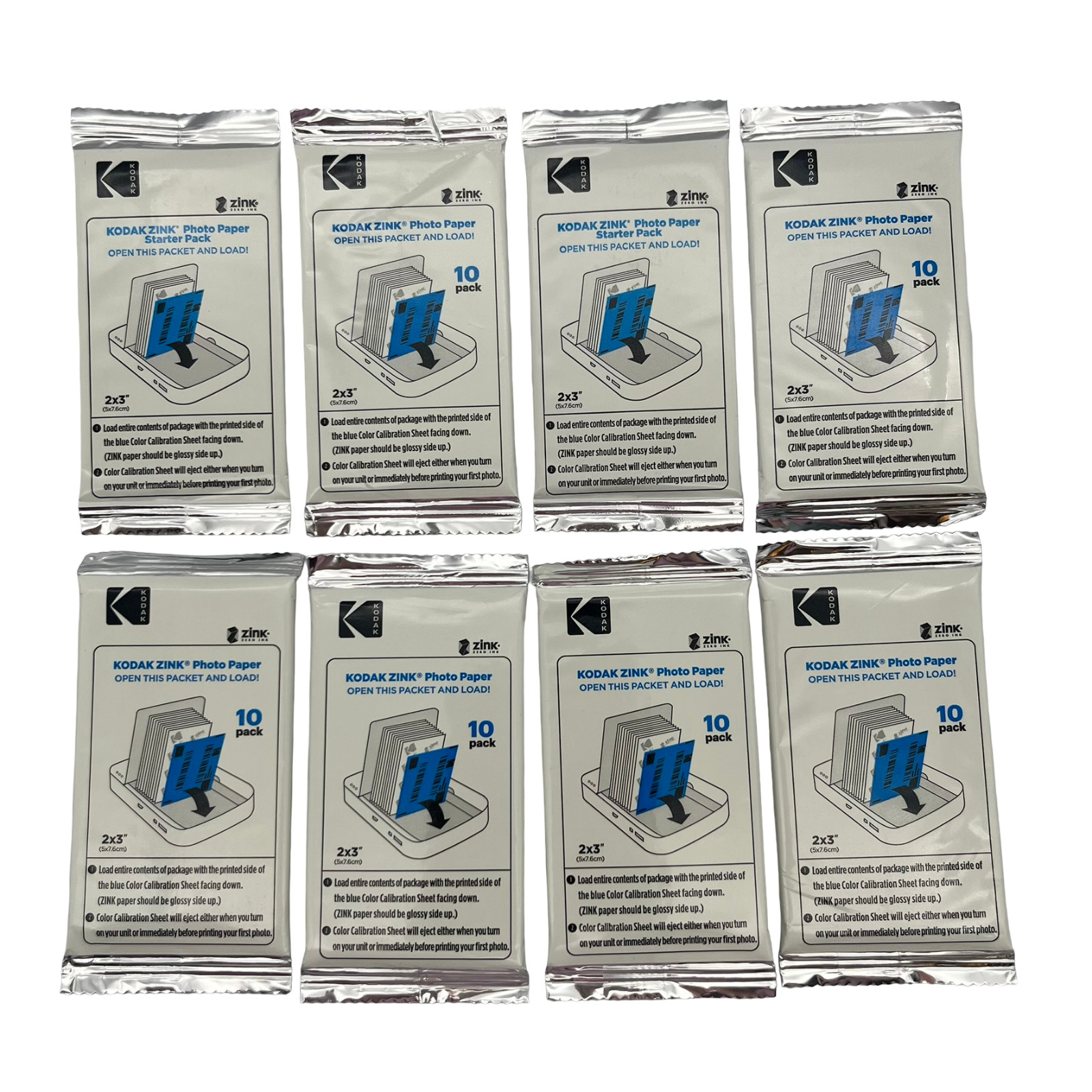 Kodak Zink Photo Paper 2x3in Zero Ink Technology 8 Packs (10 Sheets/Pk) + BONUS