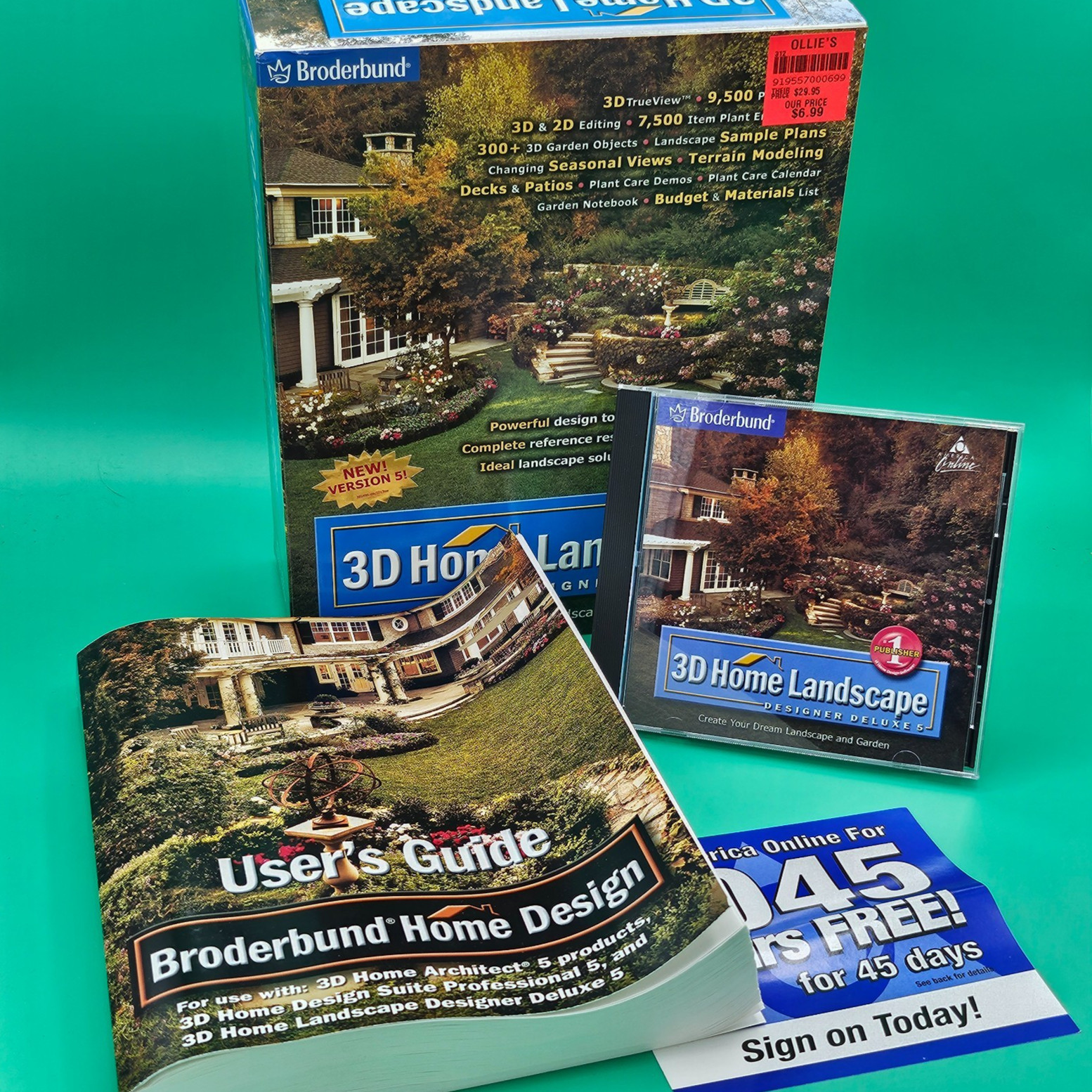 Broderbund 3D Home Landscape Designer Deluxe 5 Windows PC 2003 RETAIL BIG BOX