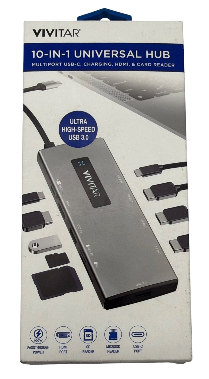 Vivitar 10-in-1 High-Speed USB Memory Card Reader USB-C Charging HDMI Card Slot