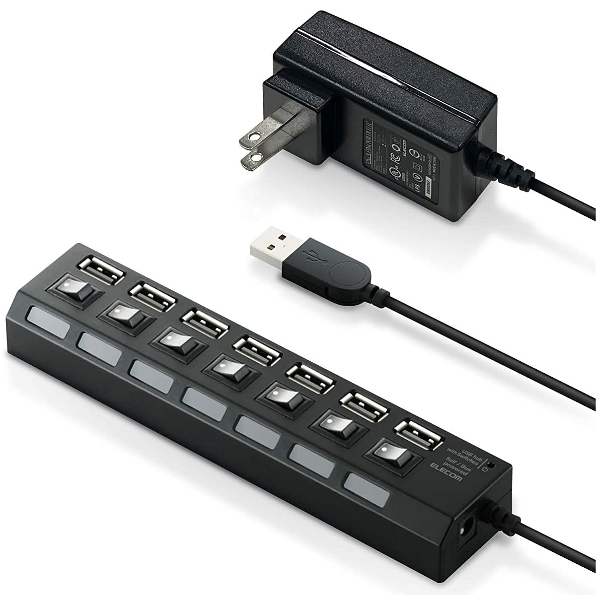 Elecom USB Hub 7 ports U2H-TZS720SBK Black from Japan