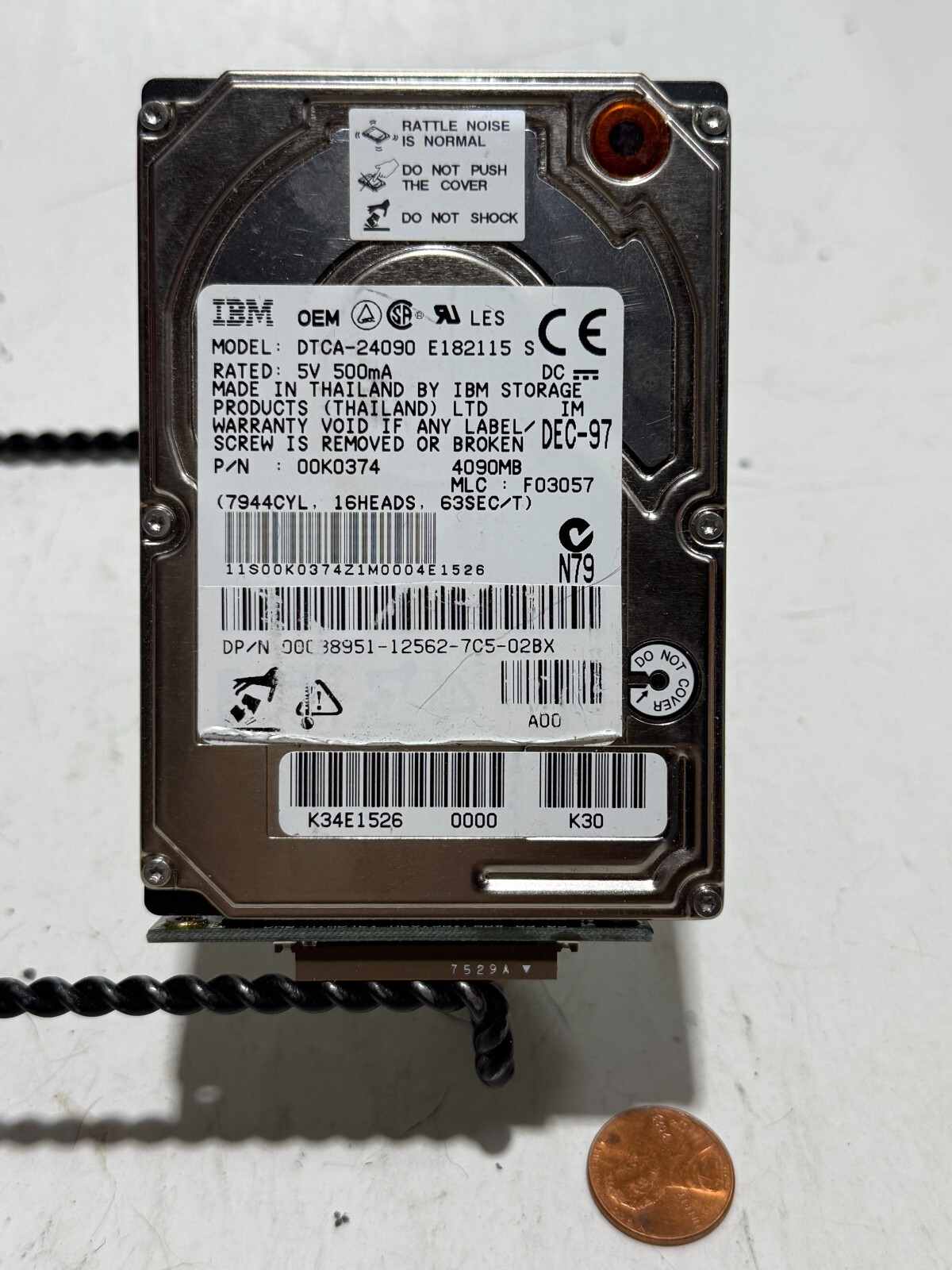 IBM Dell DTCA-24090 00K0374 38951 4090MB IDE 2.5" Hard Drive