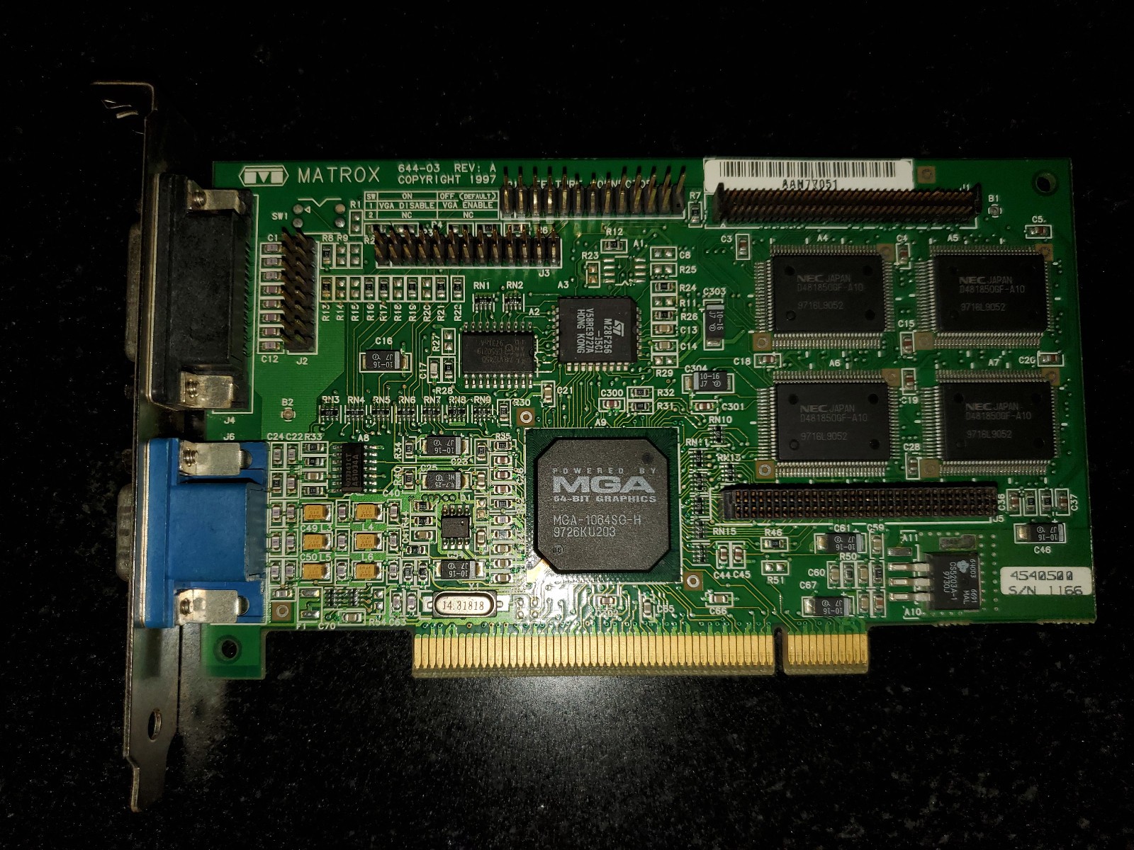 Matrox MGI MY220P/4G/20 (644-03) 64 BIT PCI Graphics Card MGA-1064SG-H