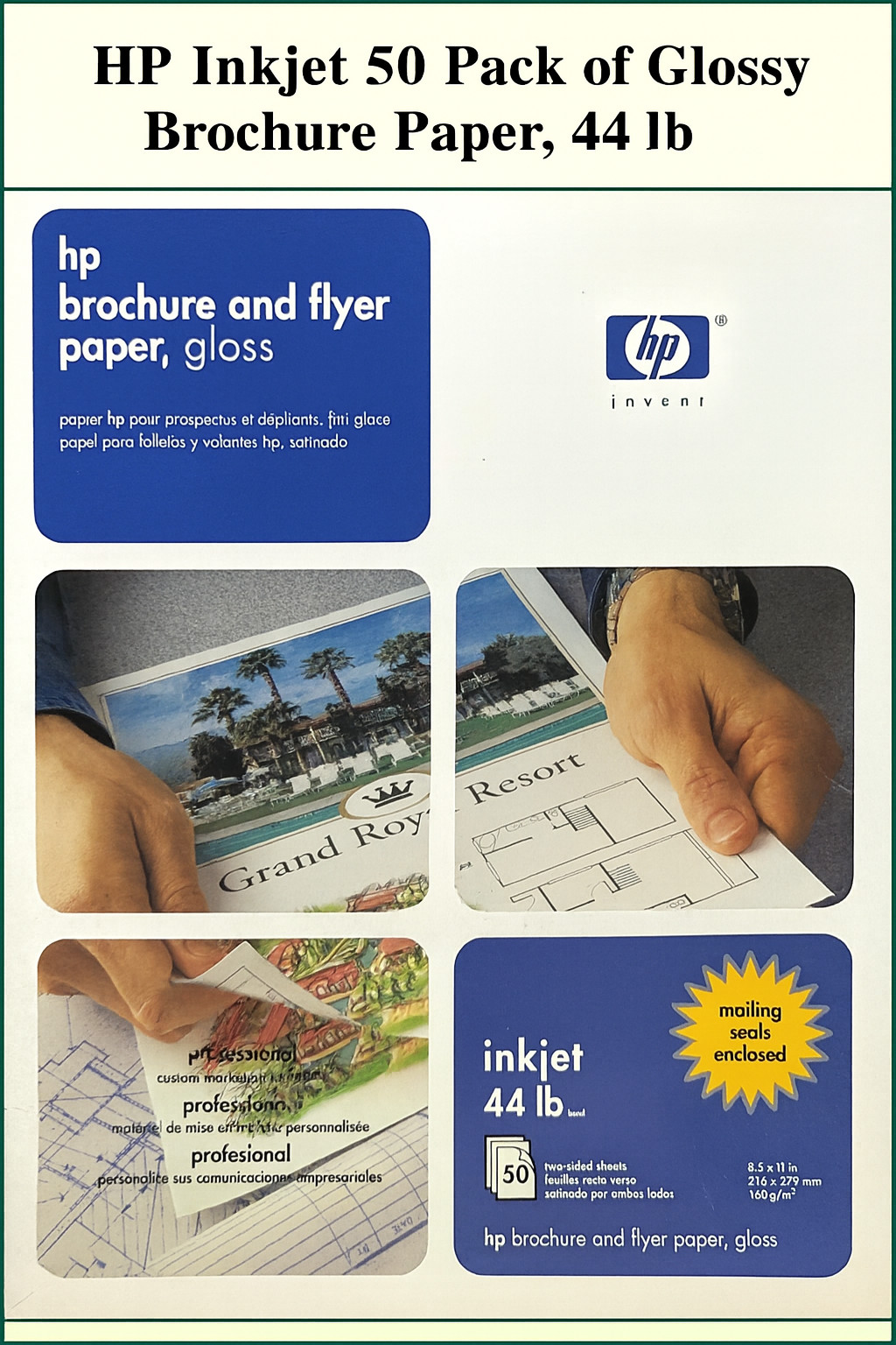 HP Inkjet Glossy Brochure Paper – 50 Sheet Pack, 44 lb  - Complete but open pack