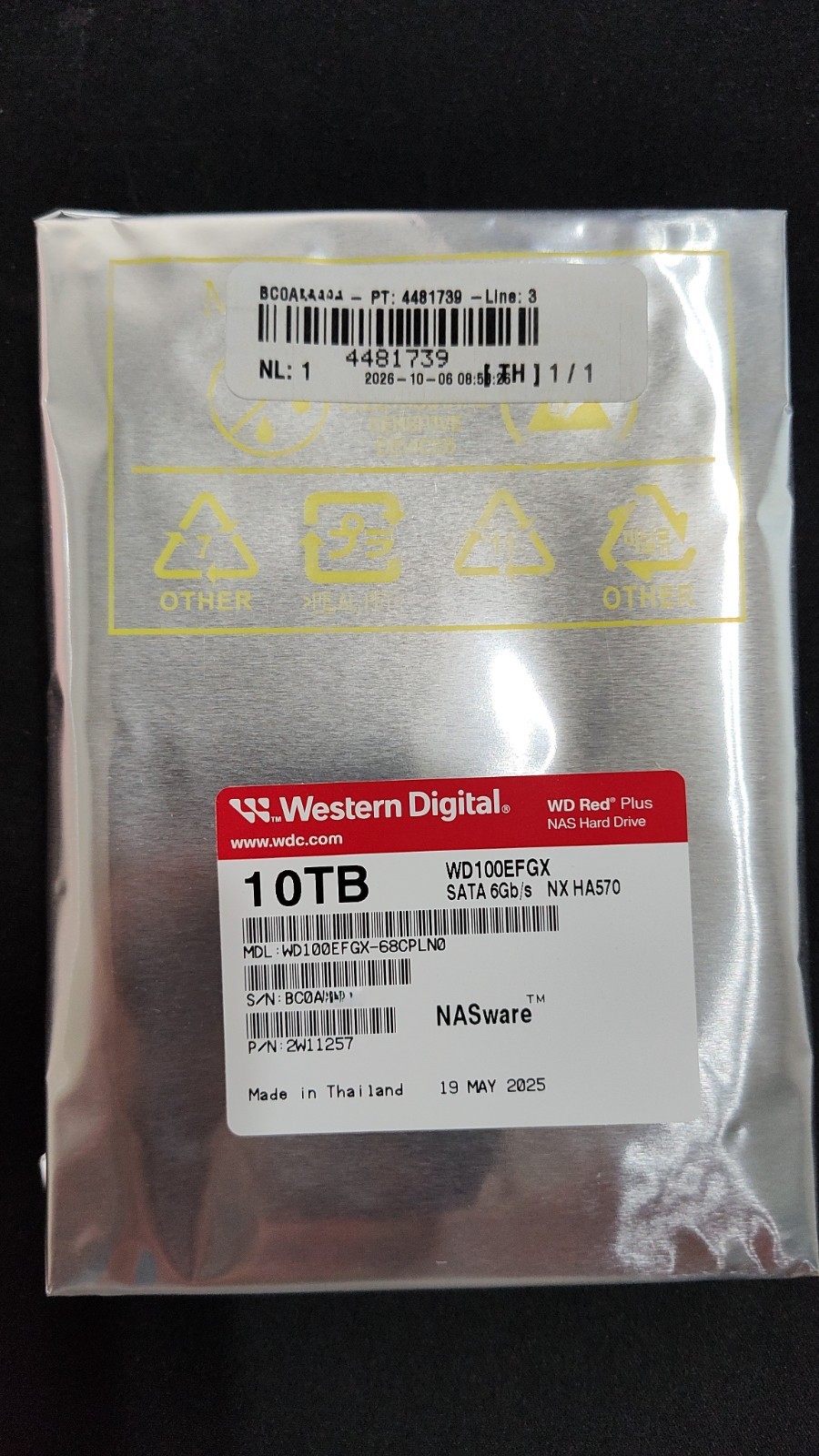 Western Digital WD Red Plus 10TB Internal Hard Drive WD100EFGX FACTORY SEALED