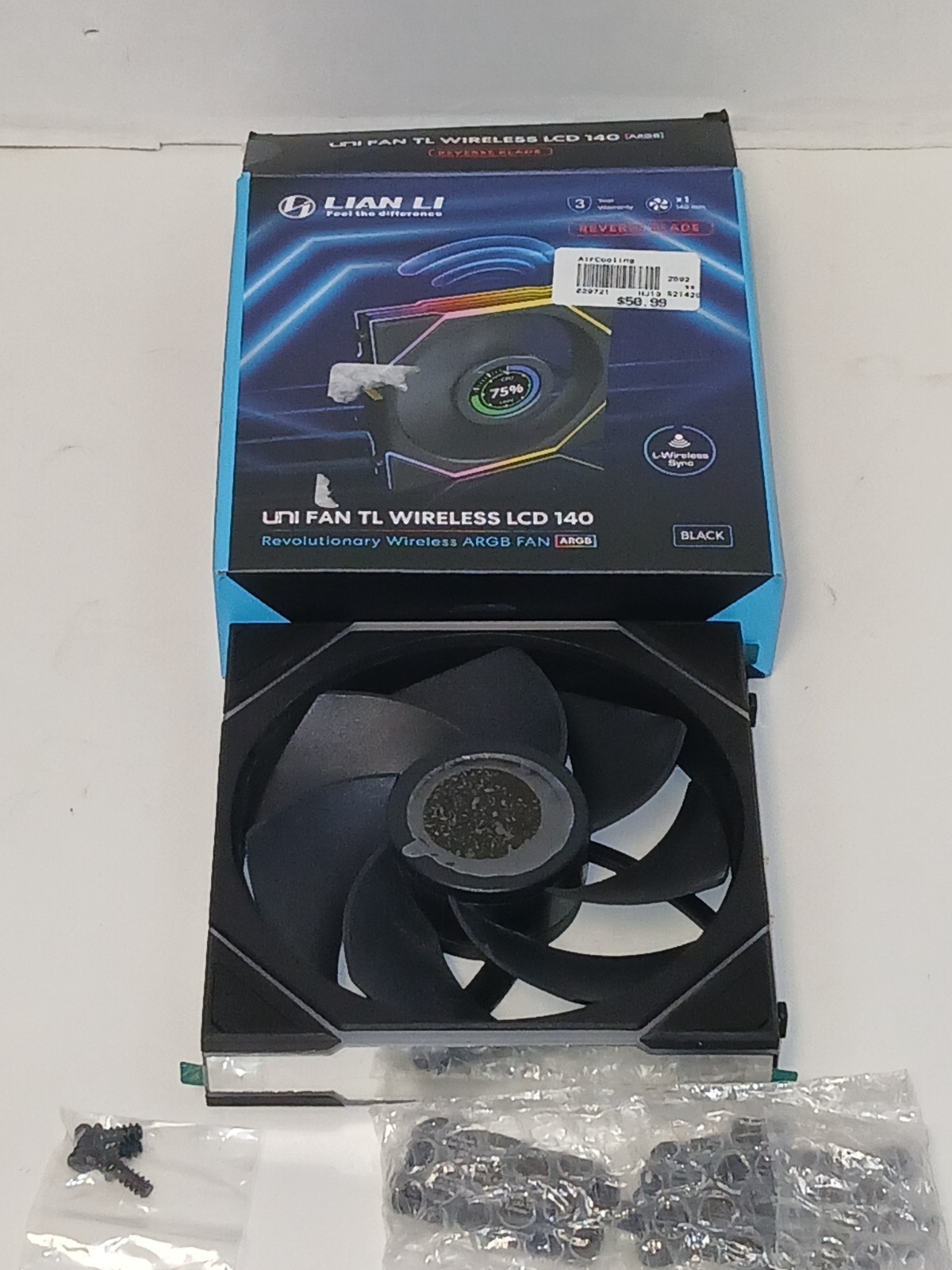 UNTESTED - Lian Li Uni Fan TL Wireless 140 - LCD - Black - REVERSE - COMPLETE