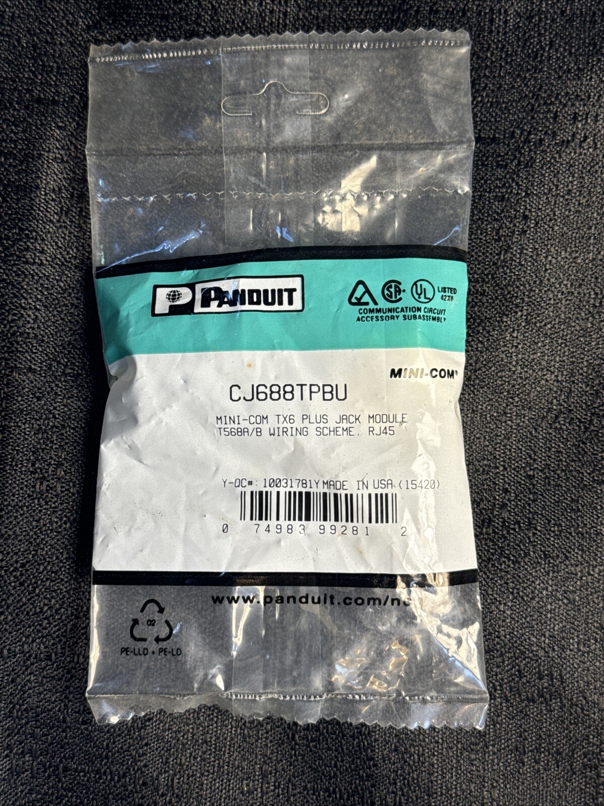 Panduit CJ688TPBU Mini-Com® TX6™ PLUS TP Style UTP Jack Module, Blue (Qty 24)