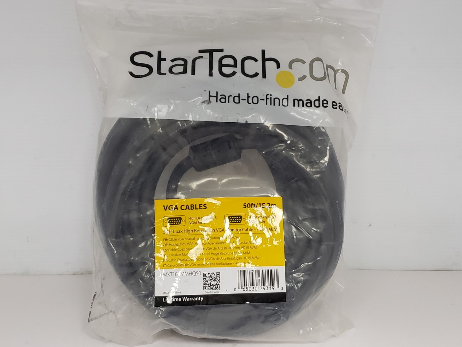 STARTECH MXT101MMHQ50 COAX HIGH RESOLUTION VGA MONITOR CABLE, 50', HD15 M/M, NIB