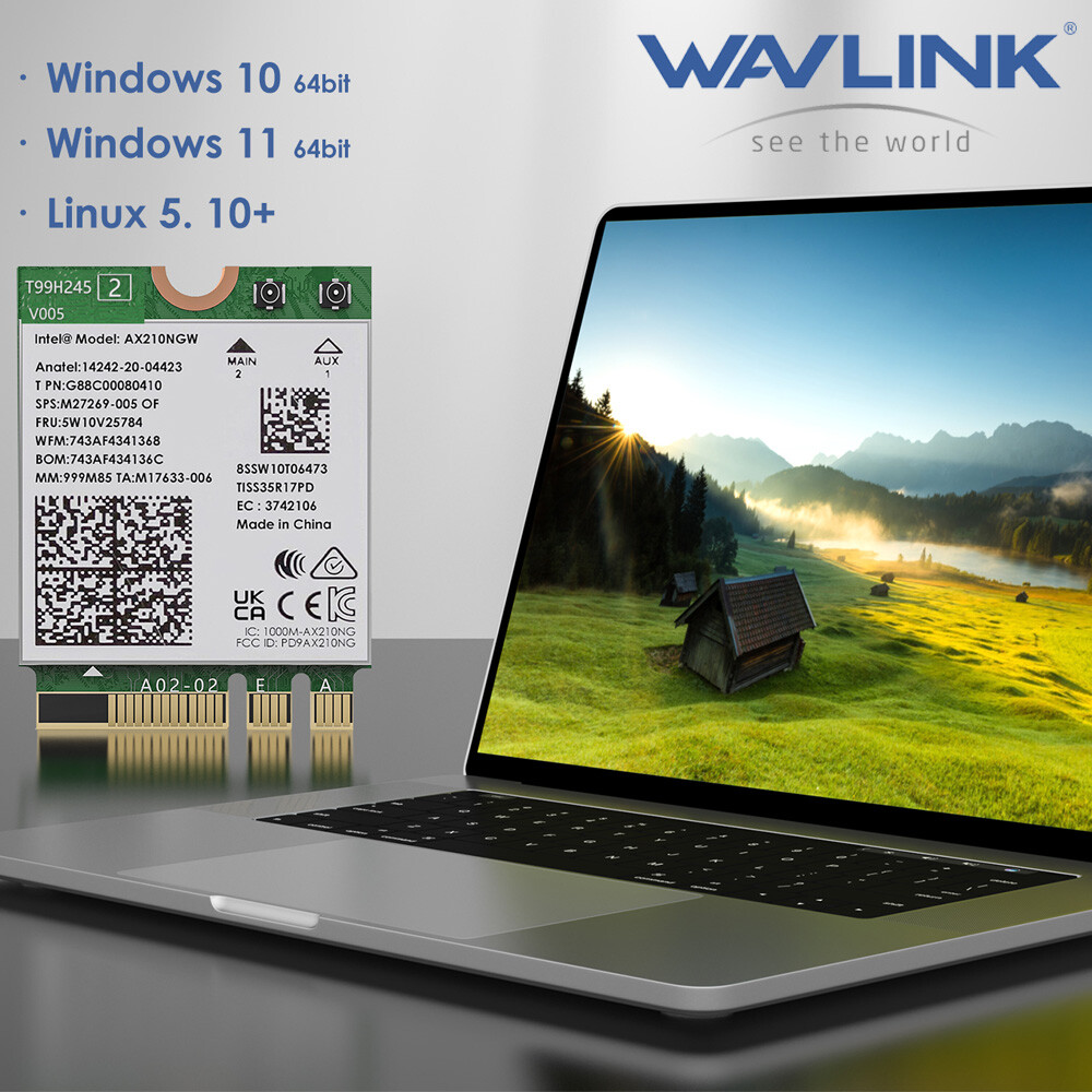 WAVLINK WIFI CARD Intel AX210NEW 5400Mbp Tri-Band Network Adapter 2.4G/5G/6G Lot