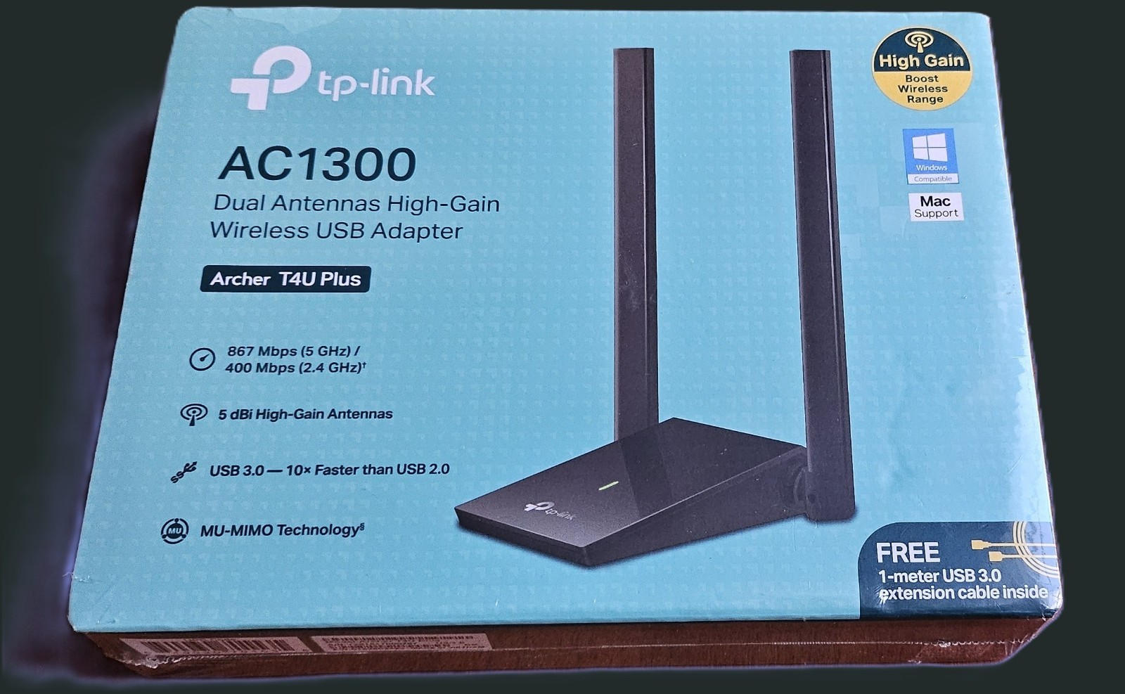 NEW, SEALED. TP-LINK AC1300 Wireless Wi-Fi USB 3.0 Adapter-Black Archer T4U Plus