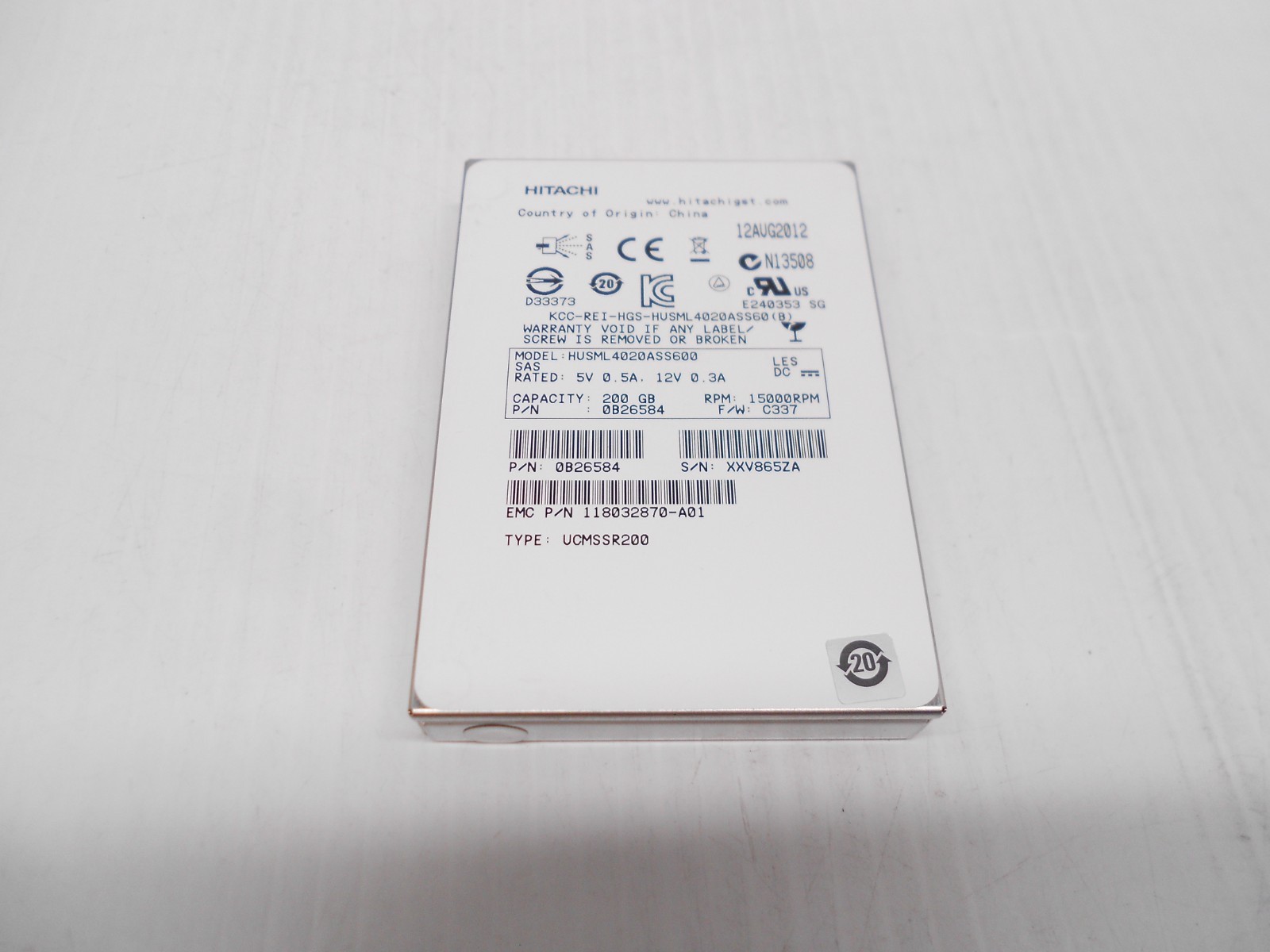 HGST Hitachi 200GB SSD SAS 6G 2.5" Server Hard Drive Dell HP HUSML4020ASS600