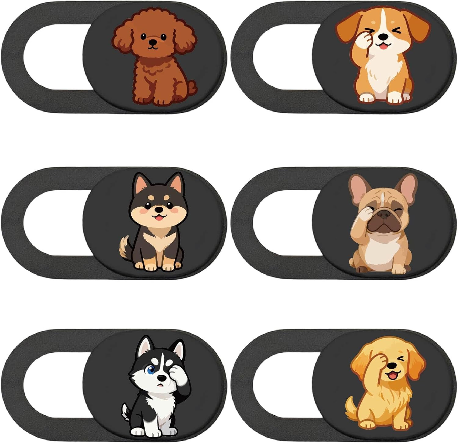 6Pcs 6 Styles Laptop Camera Cover Slide Dog 0.04 Inch Ultra Thin Webcam Cover Cu