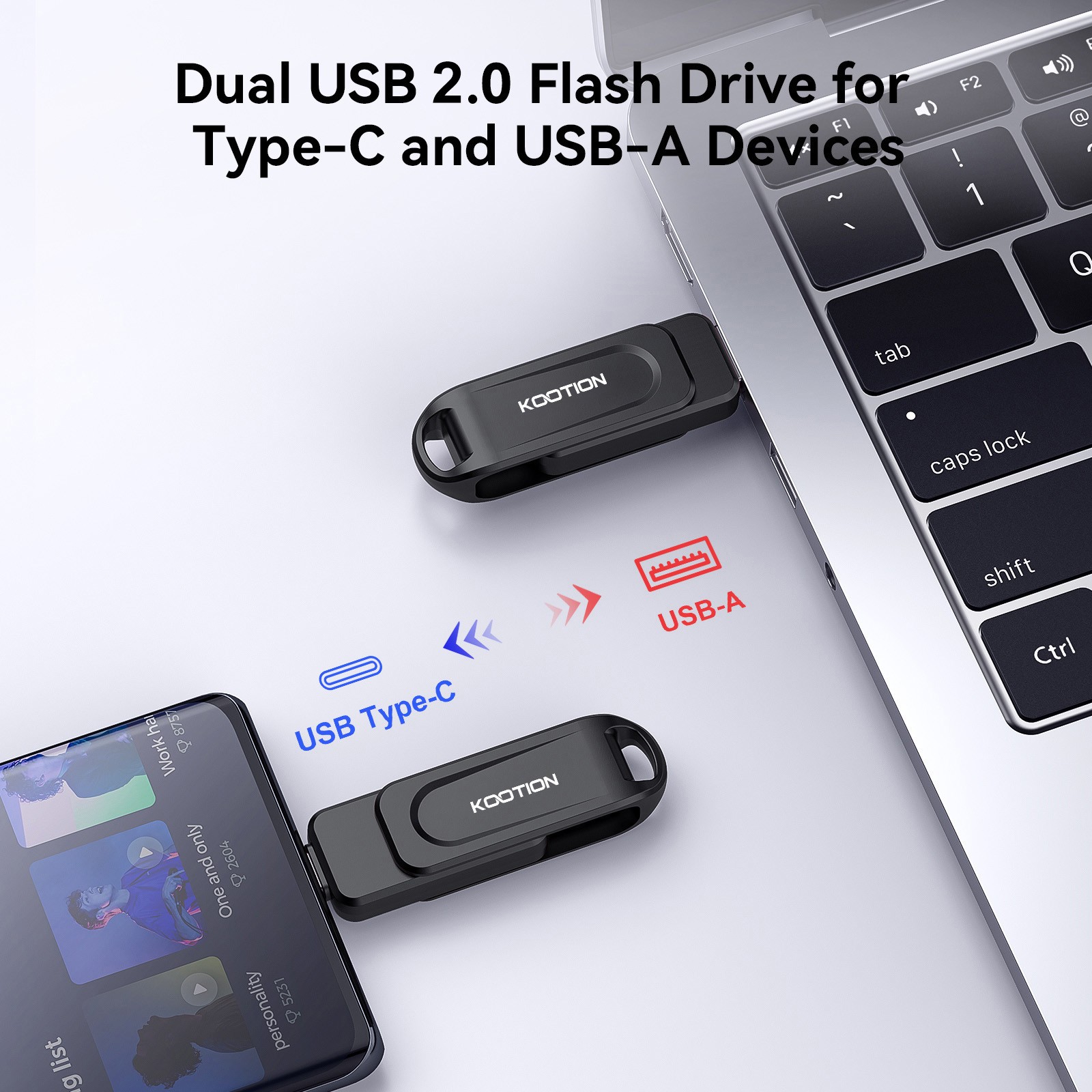 2-in-1 USB2.0 Flash Drive USB-A&USB-C Dual Drive OTG Memory Stick for Backup Lot