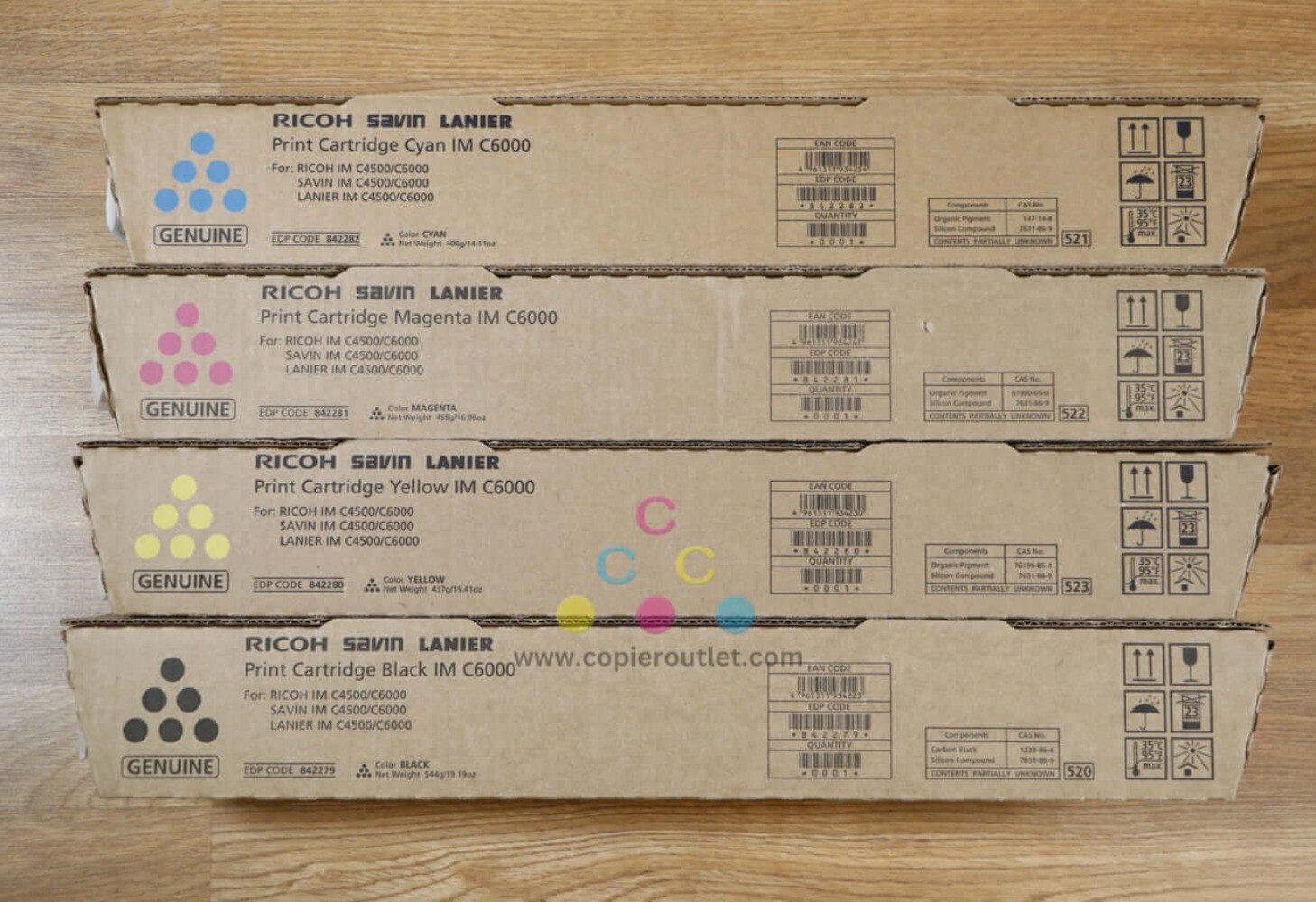 NEW Genuine Ricoh IMC4500/C6000 CMYK Toner Set 842279,842280,842281,842282