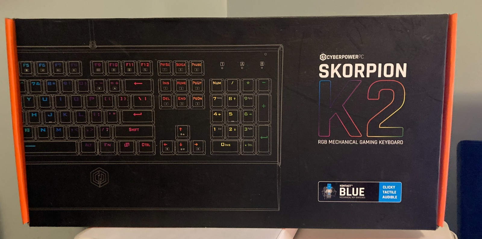 NEW CyberPowerPC Skorpion K2 RGB Mechanical Gaming Keyboard Blue Clicky Switches