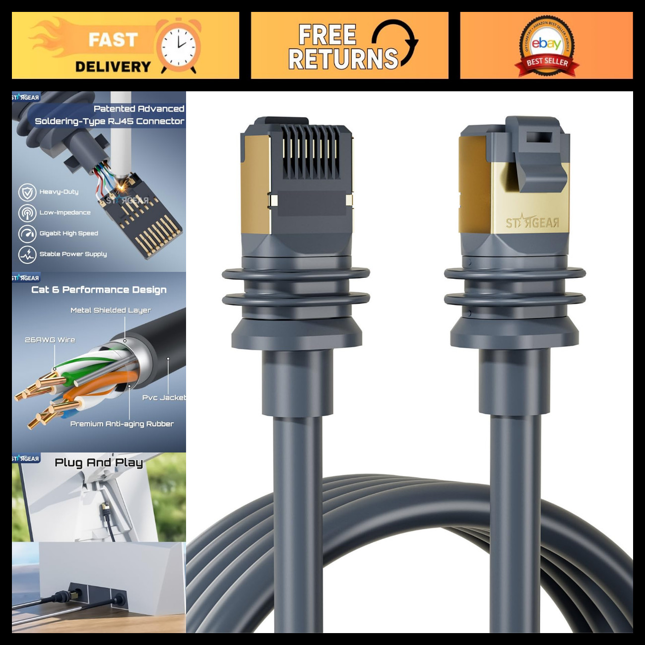 Starlink Gen 3 Cable 6.5FT for Standard 4/4X/V3/REV 4/MINI - High-Speed Connecti