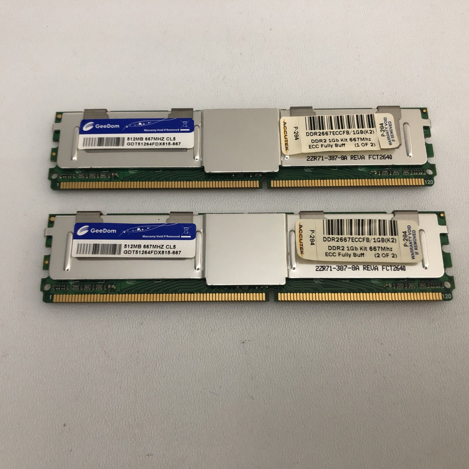 GeeDom 1GB ( 2X512MB) PC2-5300 667MHz DDR2 Ram DDR26677ECCFB