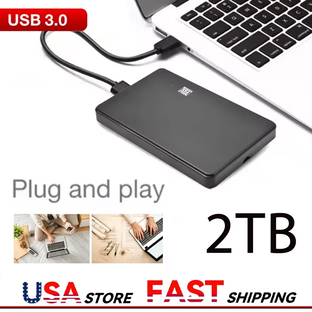 2TB External Hard Drive Portable HDD USB 3.0 Slim Storage PC Mac Laptop US