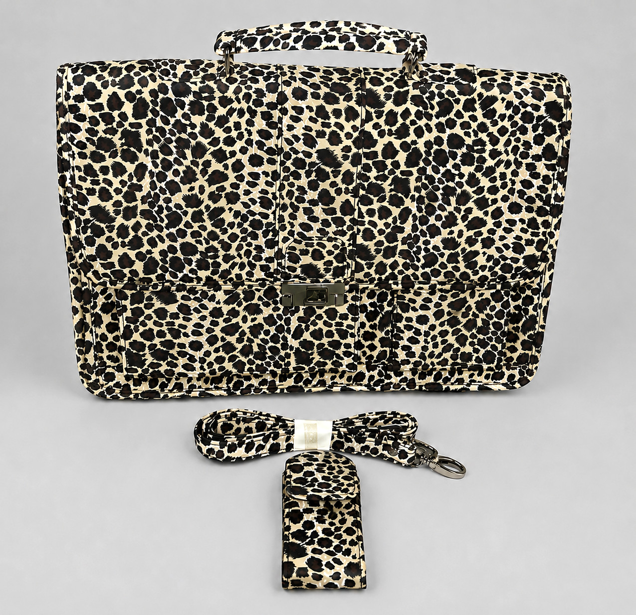 Leopard Print Laptop Briefcase Shoulder Bag Detachable Strap Pouch NWOT Work