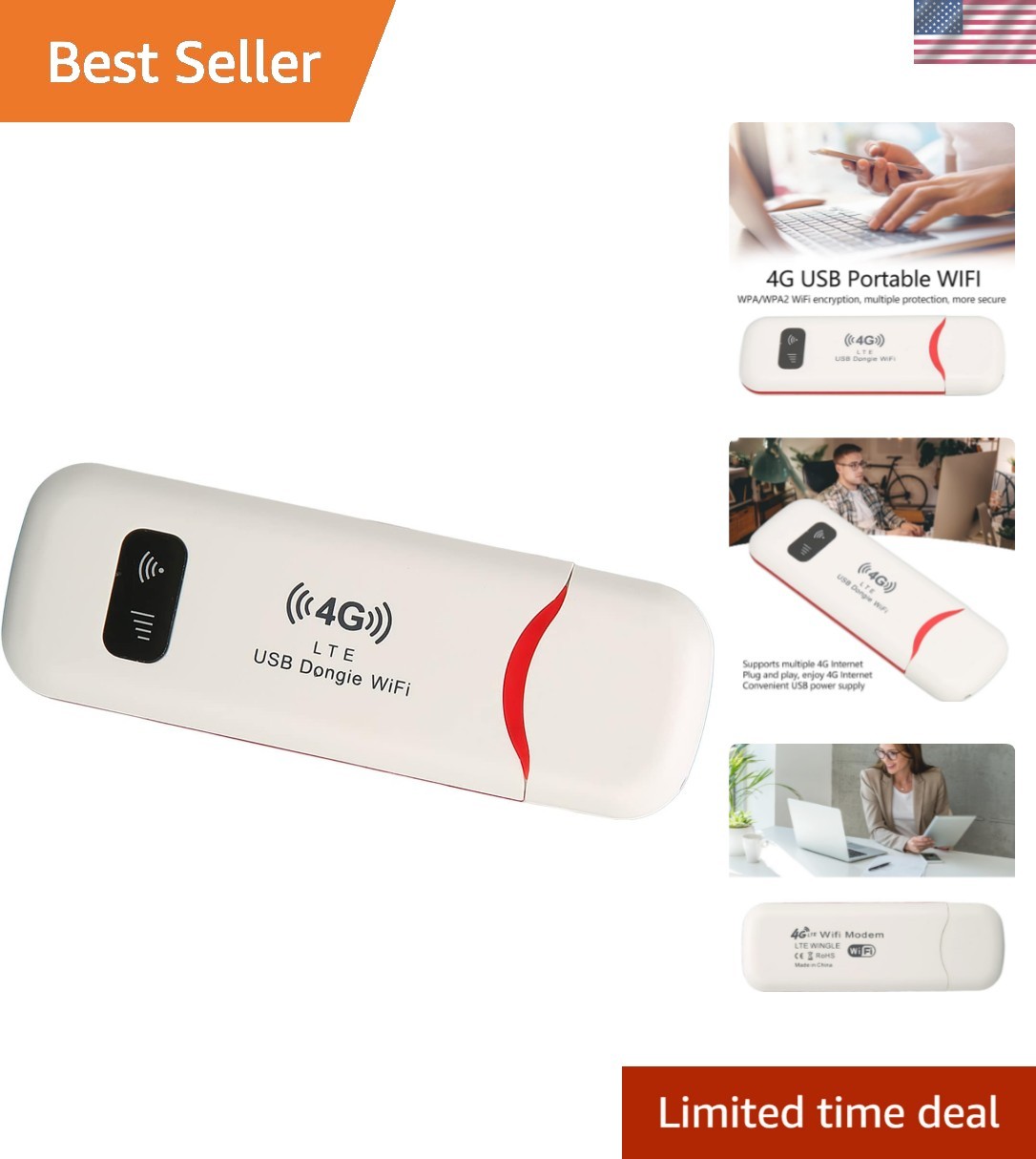 High-Speed Portable WiFi Router - 4G LTE, Supports 10 Devices, Plug and Play